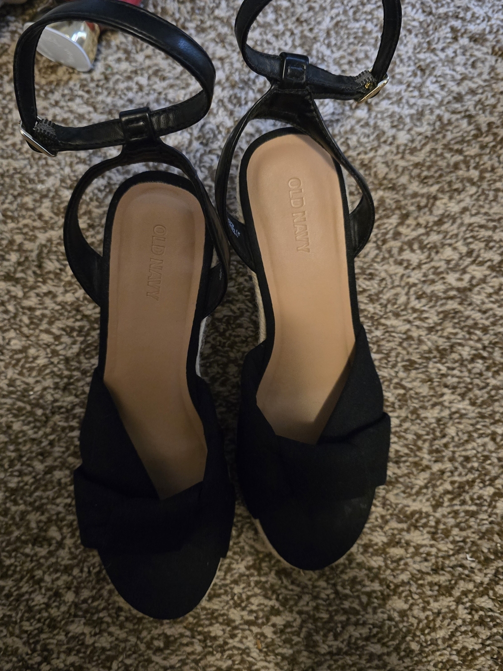 Old Navy Black Ankle-Strap Peep-Toe Heels
